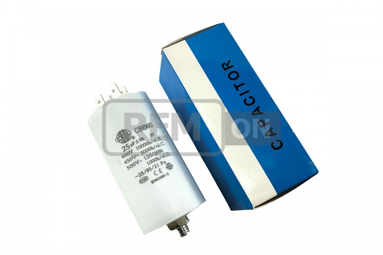 Конденсатор CBB60 25 мкФ 450V, з гайкою